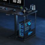 Anovara Computer Cart Height Adjustable Computer Tower PC Stand Table with RGB Lighting CPU Holder Table with Carbon Fiber Desktop and Lockable Rolling Wheels - Image 2