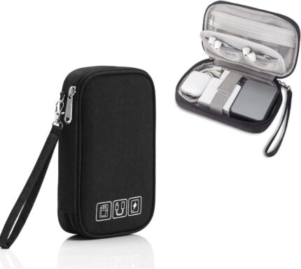 MAKINGTEC Electronic Accessories Organizer – Portable Travel Bag for Cords, Chargers, Hard Drives, Headphones, USB & SD Cards (Black)