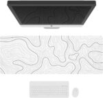 Ovenbird Large Gaming Mouse Pad with Stitched Edges, Minimalist Topographic Map Desk Mat, Extended XL Mousepad with Anti-Slip Base, Cool Desk Pad for Keyboard and Mouse, 31.5 x 11.8 in, White - Image 2