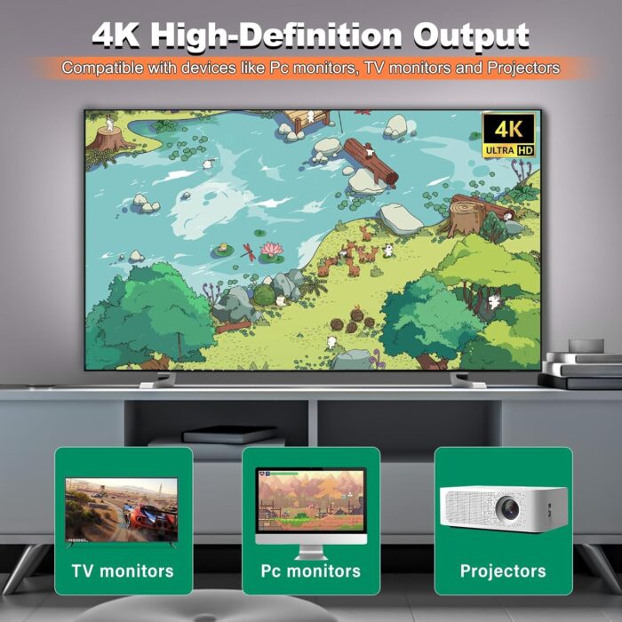 HYRAINBOW New Retro Gaming Console & Game Stick Pro - 20,000+ Classic Video Games, 23 Emulators, Dual Wireless Controllers, 4K HDMI Output, Plug & Play, Compatible with TV, PC, Projector, 64GB - Image 5