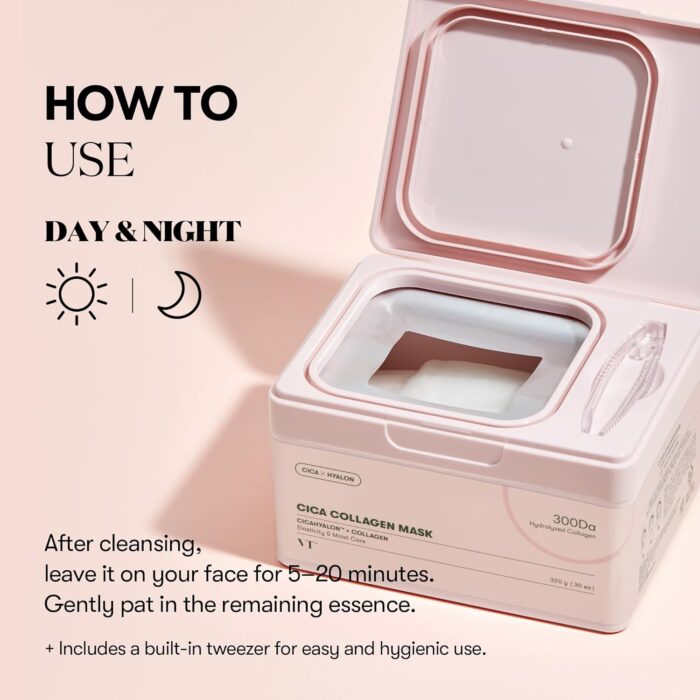 VT COSMETICS Daily Collagen Mask 30ea | Facial Sheet Mask for Firming, Plumping, and Improving Skin Elasticity, 30 Day Supply, Korean Skincare - Image 5