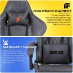 BAYBEE Drogo Multi-Purpose Ergonomic Gaming Chair with 7 Way Adjustable Seat, Head & USB Massager, PU Leather Lumbar Pillow Home & Office Chair with Full Reclining Back Footrest (Grey) - Image 5