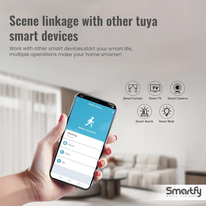Smartfy Tuya Smart Wifi PIR Sensor, PIR Motion sensor linkable with All Tuya devices for Smart Scene, Easy to Fix with adhesive, 120 Degree 6m detection, Works with Tuya, Smart life, 2xAAA Included - Image 4