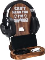 Angju Headphone Stand,Wooden Gaming Headset Stand for Gaming Desktop,Gaming Accessories,Gamer Gifts for Teenage Boy, Gamer Room Decor for Man, Best Gifts for Son, Boyfriend, Husband
