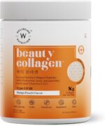 WELLBEING NUTRITION Beauty Korean Marine Collagen Peptides with Hyaluronic Acid, Rosehip, Astaxanthin, Biotin & Vitamins C & E for Hair, Nails, Skin Radiance & Anti-Aging | Mango Peach Flavor - 250g - Image 4