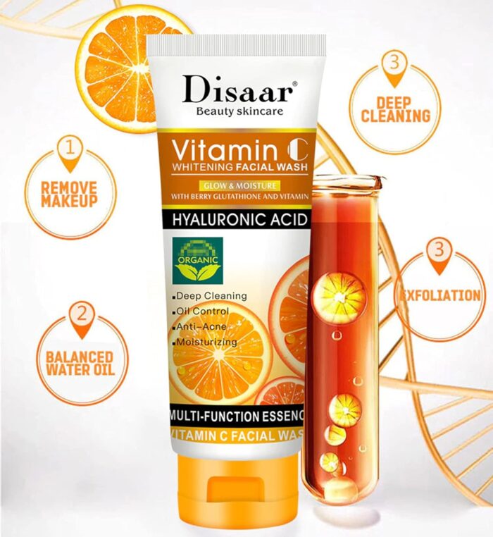DISAAR Beauty Skincare Vitamin C Facial Wash Foam Hyaluronic Acid Berry Glutathione Moisturizing Cleaning Anti-Acne Oil Control Essence 100ml - Image 7