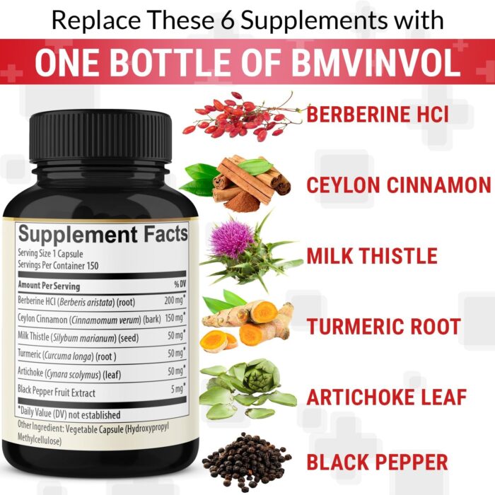 Berberine Supplement Equivalent to 4700mg - 5 Months Supply - High Potency with Ceylon Cinnamon - Supports Immune System, Cardiovascular & Gastrointestinal Function - Berberine HCl Supplement Pills - Image 4