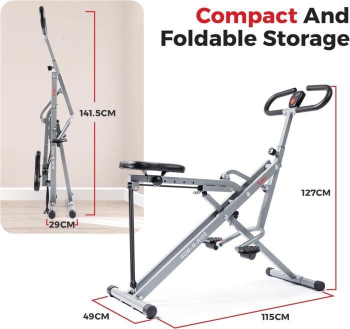 Sunny Health & Fitness Row-N-Ride Squat Assist Trainer for Glutes & Legs Workout with Adjustable Resistance, Easy Setup, Foldable Exercise Machine, Optional Multi Function Equipment - Image 4