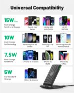 INIU Wireless Charger Stand, 15W Qi Certified Fast Wireless Charging Station with Sleep-Friendly Adaptive Light for iPhone 16 15 14 13 Pro XS 8 Plus Samsung Galaxy S25 S24 S23 Note 20 Google etc. - Image 4