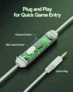 NUBWO N16 Gaming Headsets for Xbox, PS5, PS4, PC, NS, Mac - Over Ear Headphones with Microphone, Stereo Sound, Wired Headet with 3.5mm Audio Jack (White Green) - Image 6