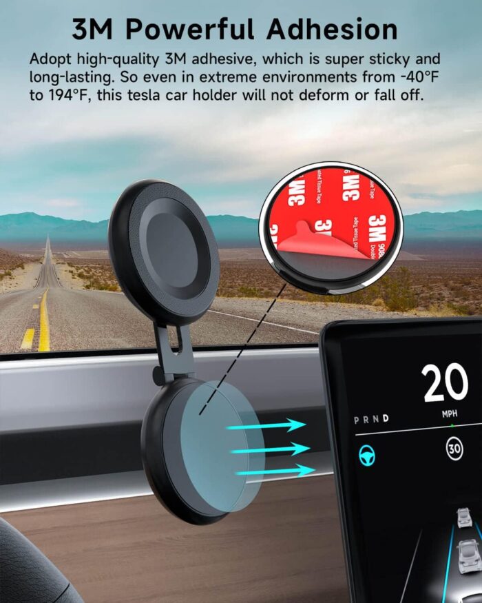 Tesla Phone Mount, MagSafe Car Mount for Tesla Model 3 Model Y, Foldable Hidden Magnetic Phone Mount Fit for iPhone 14 13 12 Series and All Phone, Tesla Model 3 Accessories, Tesla Model Y Accessories - Image 6