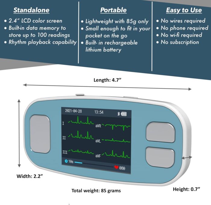 EMAY 6L Portable ECG Monitor | Record ECG and Heart Rate in 6 Channels | Compatible with Smartphone and PC | No Subscription Required - Image 9