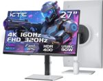 KTC 27 Inch 4K Gaming Monitor, Dual Mode UHD 160Hz & FHD 300Hz, Fast IPS, HDR 400, Adaptive Sync, HDMI 2.1 & DP 1.4, 90W Type-C, Height Vertical Adjustment PC Monitor, VESA, KVM Support, H27P6