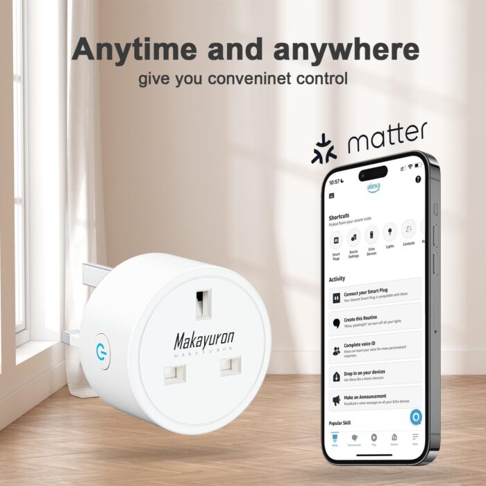 Smart Plug, Smart Outlet Plug Socket Compatible with Alexa and Google Home, WiFi Plug Socket With Remote Control & Voice Control, With Electricity Statistics Timer Function, No Hub Required (4 Pack) - Image 5
