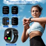 Smart Watch for Women Men, 1.85'' HD Touch Screen Fitness Tracker with Bluetooth Answer/Make Call, IP68 Waterproof with Heart Rate Sleep Monitor 100 Sports Modes for Android iOS (Black-1) - Image 2