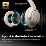 SoundPEATS Space Hybrid Active Noise Cancellation Headphones, Over Ear Headphones with 123H Playtime, Wireless Bluetooth Headset with Deep Bass, Hi-Res Audio, Multipoint Connection&App Customize EQ - Image 2