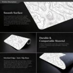 ECVV Gaming Mouse Pad XL - 80x30cm Large Mouse Mat with Anti-Slip Rubber Base for Keyboard and Mouse, for Home and Office（White with Black Topographic Line） - Image 4
