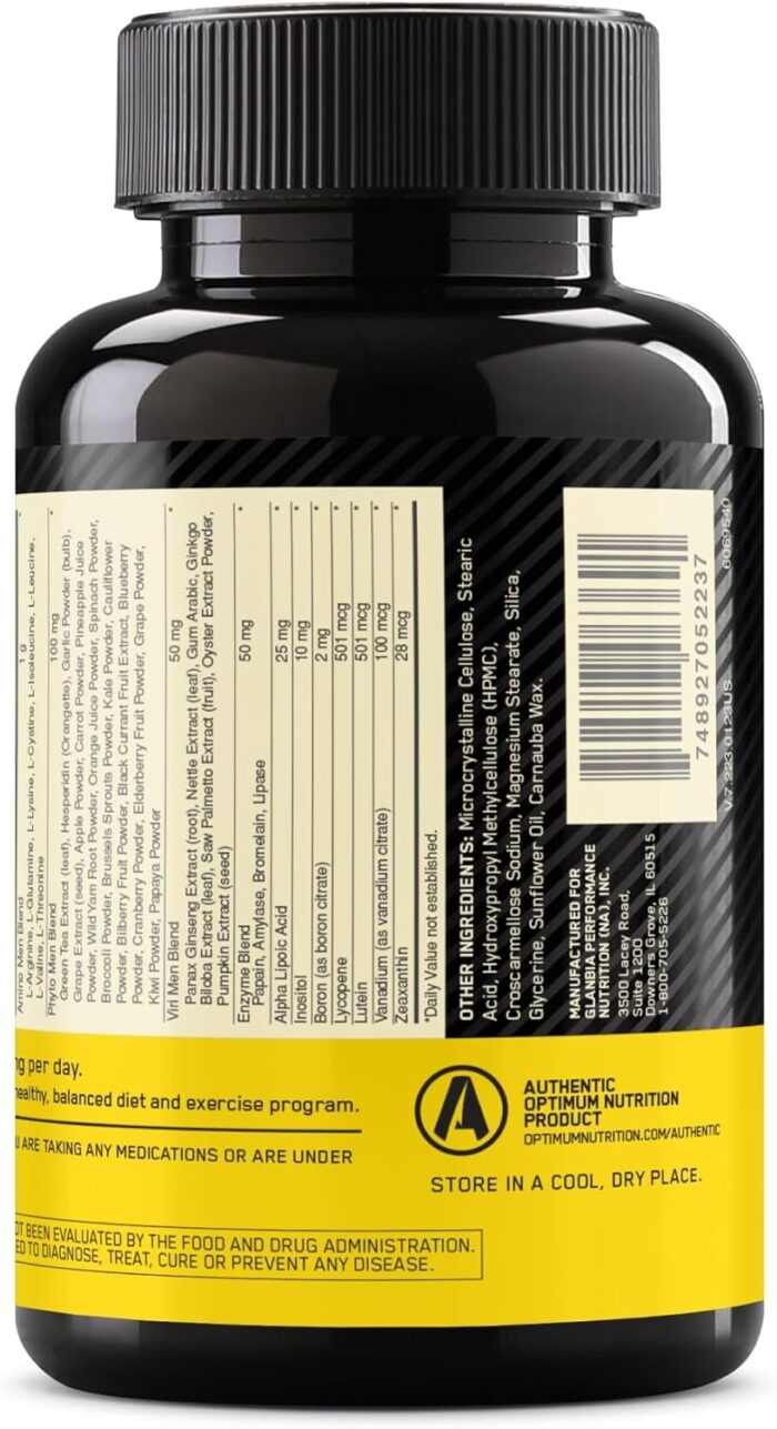 Optimum Nutrition (ON) Opti-Men, Vitamin C, Zinc and Vitamin D, E, B12 for Immune Support Mens Daily Multivitamin Supplement - 90 Count - Image 9