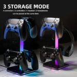 0TO1 TECH Gaming Accessories Stand, Headset Stand, Dual USB Ports, 10 Light Modes, Plus Mating PC Gaming Accessories At the Bottom, Suitable for Headsets /PS5 Controllers/Mobile Phones, Etc - Image 5