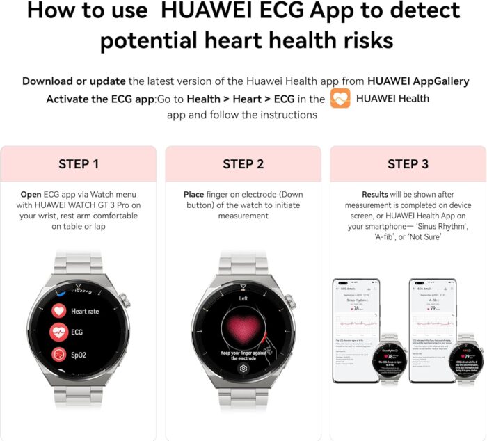 HUAWEI WATCH GT 3 Pro Smartwatch - Fitness Tracker and Health Monitor with Heart Rate, ECG & Blood Oxygen Monitoring - Long Lasting Battery Up to 2 Weeks - Sapphire Watch Dial - Bluetooth - 46" Black - Image 6