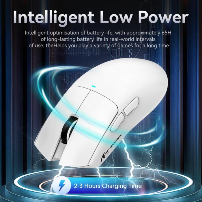 ATTACK SHARK X11 Gaming Mouse with Magnetic Charging Dock, PixArt PAW3311 Gaming Sensor, BT/2.4G Wireless/Wired Gaming Mouse, 22000DPI, Office Mice Gamer Mice for Win11/Xbox/PS/Mac(White) - Image 5