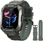 Military Smartwatch for Men Outdoor Tactical Sports Watch 5ATM Waterproof 1.71 Inch Fitness Tracker Heart Rate Sleep Monitor Smart Watch Compatible with Android iPhone Samsung (GreenExBand)