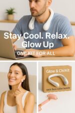 Neck Cooling Fan & Ice Face Roller | 2-in-1 Wellness & Beauty Kit for Daily Use, Travel, Sports & Skincare Refresh | Gift Set for Women, Men & Teens (Pink) - Image 6