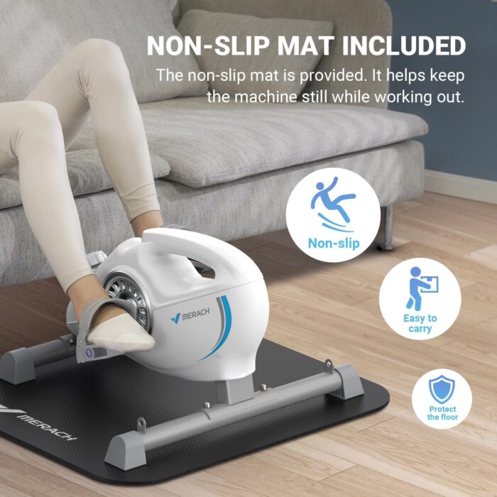 MERACH Under Desk Exercise Bike Stationary Bike, Quiet Magnetic Cycling Cardio Equipment with App for Arm, Leg Recovery, Spin Bike Cycle with 2 Resistance Band & Non-Slip Exercise&Fitness Equipment - Image 6