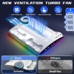 Garlo PS5 Stand with Cooling Station, Controller Charging Station for PlayStation 5 & Slim Console Disc/Digital Edition - Accessories: Cooling Fan, RGB LED, USB Hubs, Headset Holder, Game Slot - Image 3