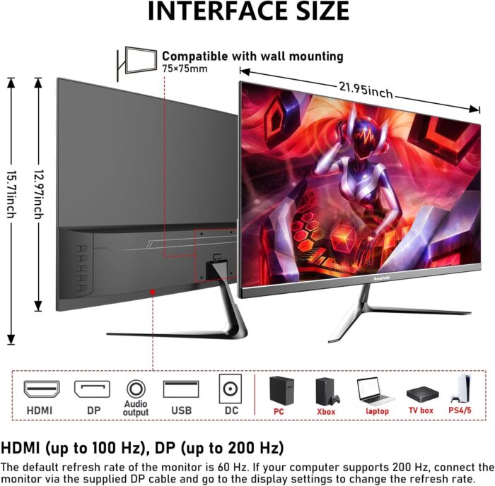 Gawfolk 24.5 Inch Monitor 200Hz Gaming Monitor IPS FHD Computer Display Screen 1080P(1920 * 1080) FreeSync 99% sRGB 1ms(GTG) Suitable for gaming, home office - Image 7