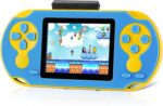 16 Bit Handheld Game for Kids, Video Game Player with Built in 230 HD Games, 3.0'' Screen Retro Electronic Machine with 3 Cartridges, Portable Rechargeable Games for Ages 3-12(Blue)