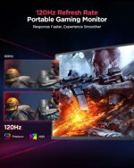UPERFECT Portable Gaming Monitor, Portable Monitor 400 Nits HDR FreeSync Laptop Monitor w/VESA & Smart Case Matte IPS Eye Care External Second Screen for Switch, Xbox, PS5 (2K 120HZ) - Image 3