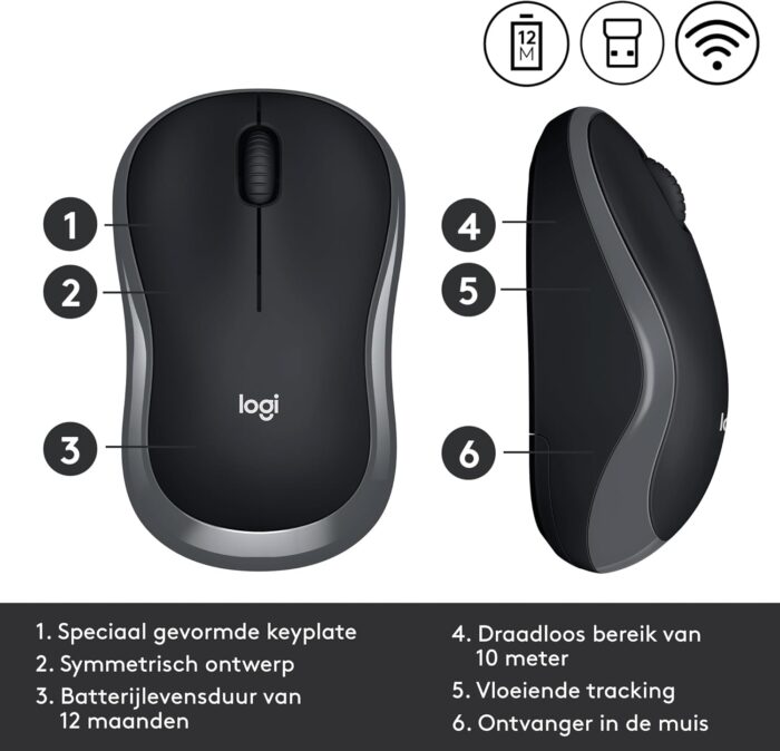 Logitech 910-002235 Logitech M185 Wireless Mouse, Swift Gray () - Image 4