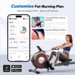 Merach Rowing Machines for Home Use,Quiet Magnetic Rower Machine 16 Levels of Resistance,Dual Slide Rail with Max 160kg Weight Capacity, App Compatible with LCD Monitor - Image 8