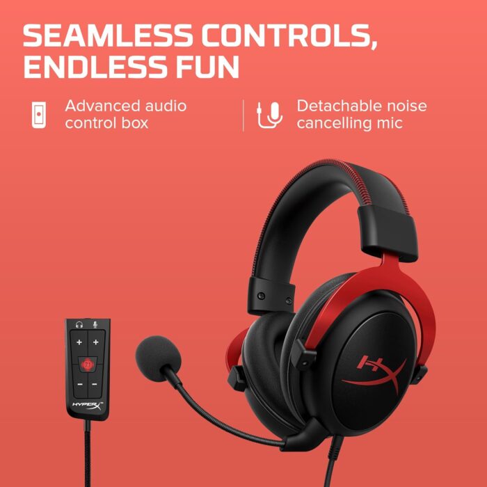 HyperX Cloud II Gaming Headset for PC & PS4 & Xbox One, Nintendo Switch, Red, Wired - Image 4