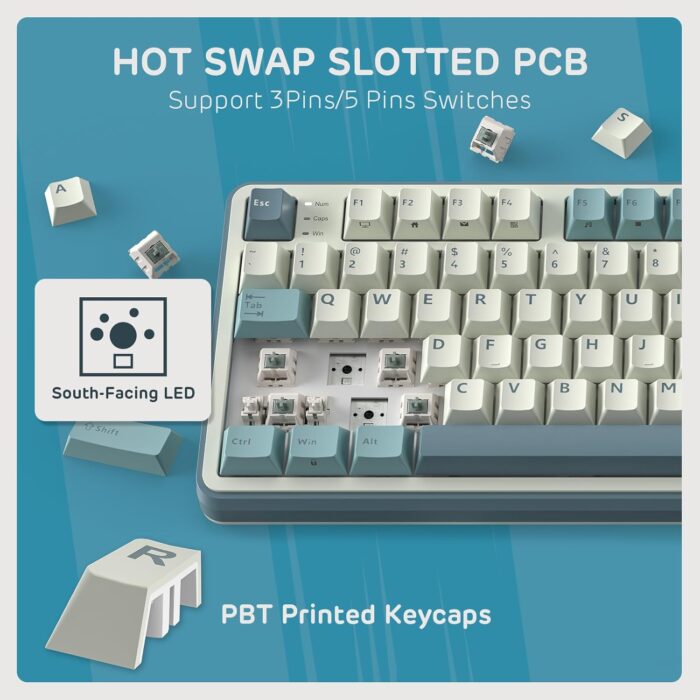 RK ROYAL KLUDGE S98 Mechanical Keyboard with Smart Display and Knob, Top Mount 96% BT/2.4G/USB-C Wireless Mechanical Keyboard, Hot Swapping, Software Support - Image 6