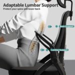 Ergonomic Office Chair, Computer Desk Chair, Mesh Rolling Work Chairs with Wheels and Adjustable Headrests, Comfortable Lumbar Support Gaming Chair, Comfy Flip-up Arms for Home,Bedroom,Study, Black - Image 4