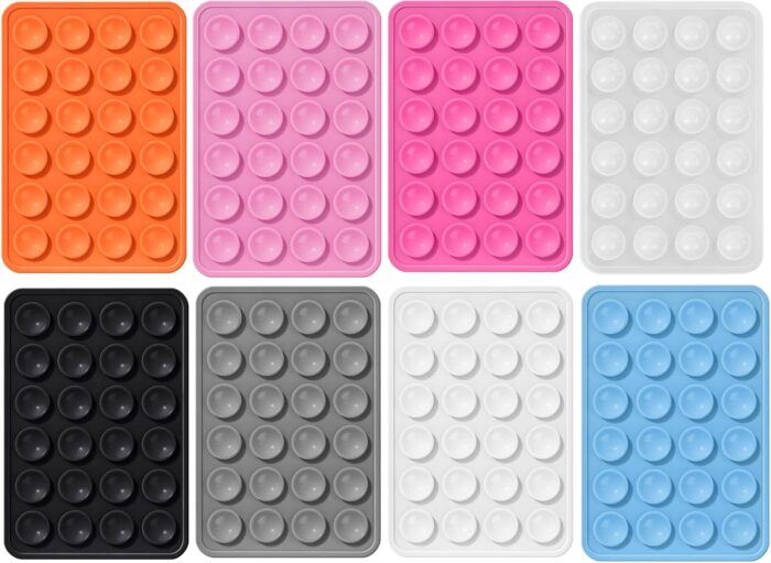Langthering 8pcs Silicone Phone Sticky Grip, Suction Phone Case Mount for iPhone and Android, Hands-Free Sticky Cell Phone Grip, Mobile Fidget Mirror Holder for Selfies and Videos (Multicolor)