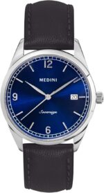 MEDINI Sovereign Blue - AR-Coated Sapphire Crystal Glass, Black Strap With Tan Cover - Image 3