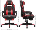 Songmics Racing Gaming Chair, Adjustable Office Chair With Footrest, Ergonomic Design, Tilt Mechanism, Headrest, Lumbar Support, 150 Kg Weight Capacity, Black And Red Obg73Brv1 - Image 5