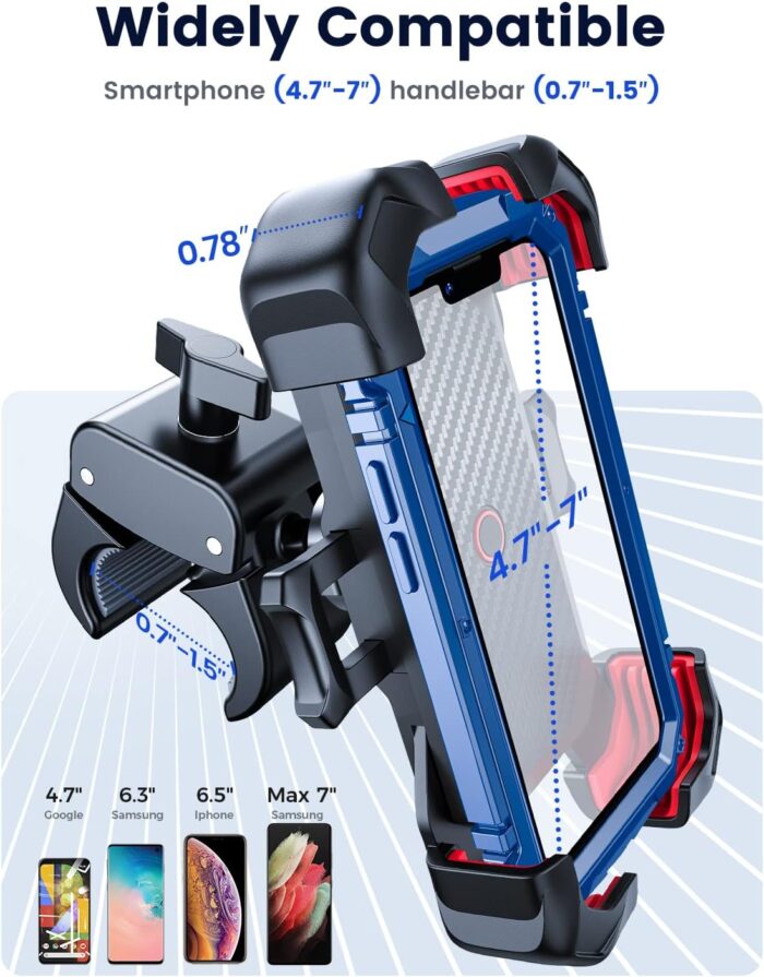 JOYROOM Motorcycle Phone Mount, [1s Auto Lock][100mph Military Anti-Shake] Bike Phone Holder for Bicycle, [10s Quick Install] Handlebar Phone Mount, Compatible with iPhone, Samsung, All Cell Phone - Image 6