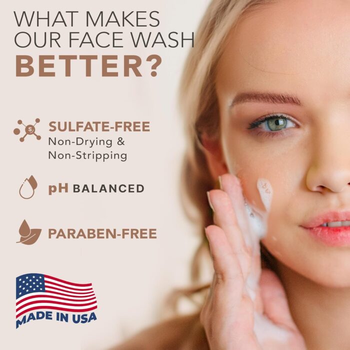 Face Wash - USA Made with Natural & Organic Ingredients, Facial Cleanser for Acne Prone, Combination and Oily Skin, Non Toxic Face Wash for Sensitive Skin, Gentle Face Cleanser for Women & Men - Image 2