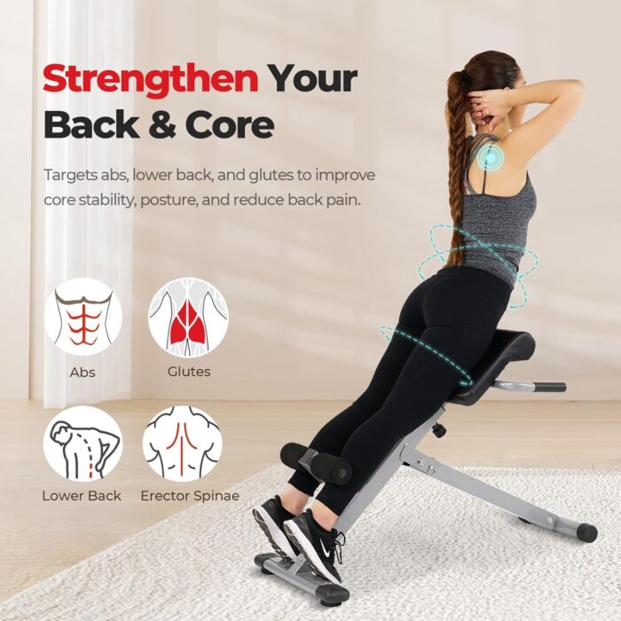 Sunny Health & Fitness Foldable Hyperextension Roman Chair W/Back Extension, Home Gym Sit Up Bench for Glute & Ab Workouts, Optional Adjustment Incline & Multi-Function Heavy-Duty Exercise Equipment - Image 2