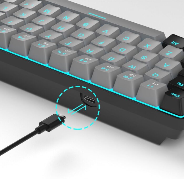 MageGee Portable 60% Mechanical Gaming Keyboard (Grey/Blue Switch) - Image 7