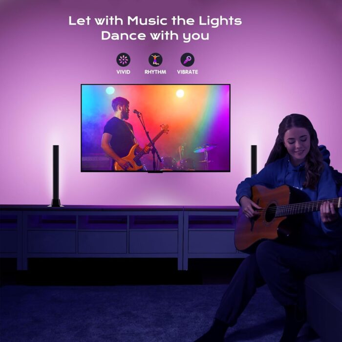 MAKINGTEC RGB LED Lights Bar-Music Sync RGB Desk Light-Gaming Lights for Room, with Infrared Remote Control, Power Adapter, and 74 in/190cm USB Powered Wire, for Bedroom Atmosphere and TV PC Monito - Image 2