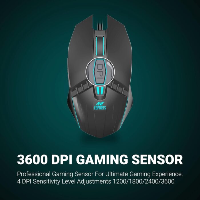 Ant Esports GM50 Optical Wired Gaming Mouse | Slimmer Shell Design for Claw Grips | Contoured Shape | Premium Build Quality | Multi-Zone RGB Lighting - Image 4