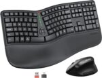 MEETION Ergonomic Wireless Keyboard and Mouse, Ergo Keyboard with Vertical Mouse, Split Arch Keyboard with Cushioned Wrist Palm Rest, Natural Typing Rechargeable Full Size, Windows/Mac/Computer/Laptop