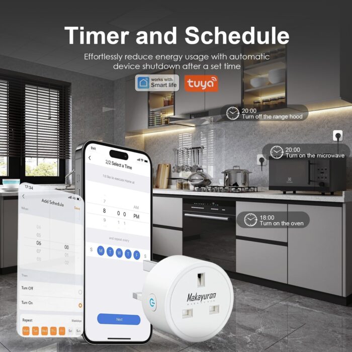 Smart Plug, Smart Outlet Plug Socket Compatible with Alexa and Google Home, WiFi Plug Socket With Remote Control & Voice Control, With Electricity Statistics Timer Function, No Hub Required (4 Pack) - Image 6