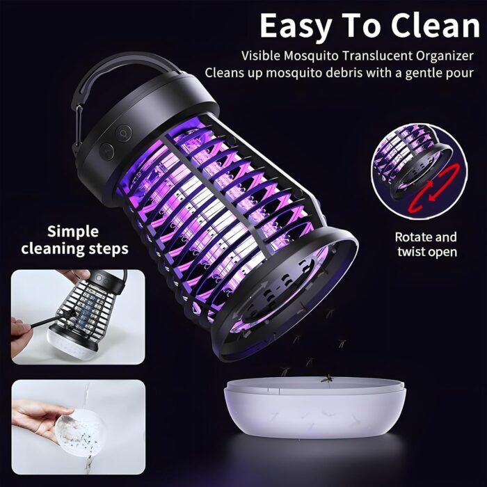 Zurligi Bug Zapper for Outdoor & Indoor, Mosquito Zapper with LED Light, Insect Zapper Electric Fly Traps, Insect Control Efficiency of 99.99%, Perfect for Backyard Patio Home (Black) - Image 7