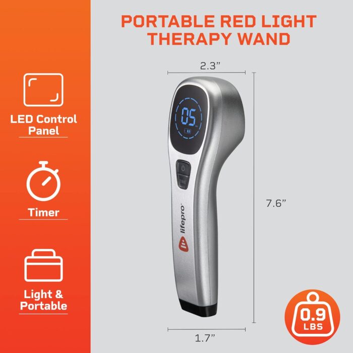 LifePro Red Light Therapy Device - Portable Near Infrared Light Therapy for Body and Dogs, Cats & Pets - Utilizes Triple Led Light 650nm & 670nm Wavelength - Red Light Home Therapy Device - Image 2